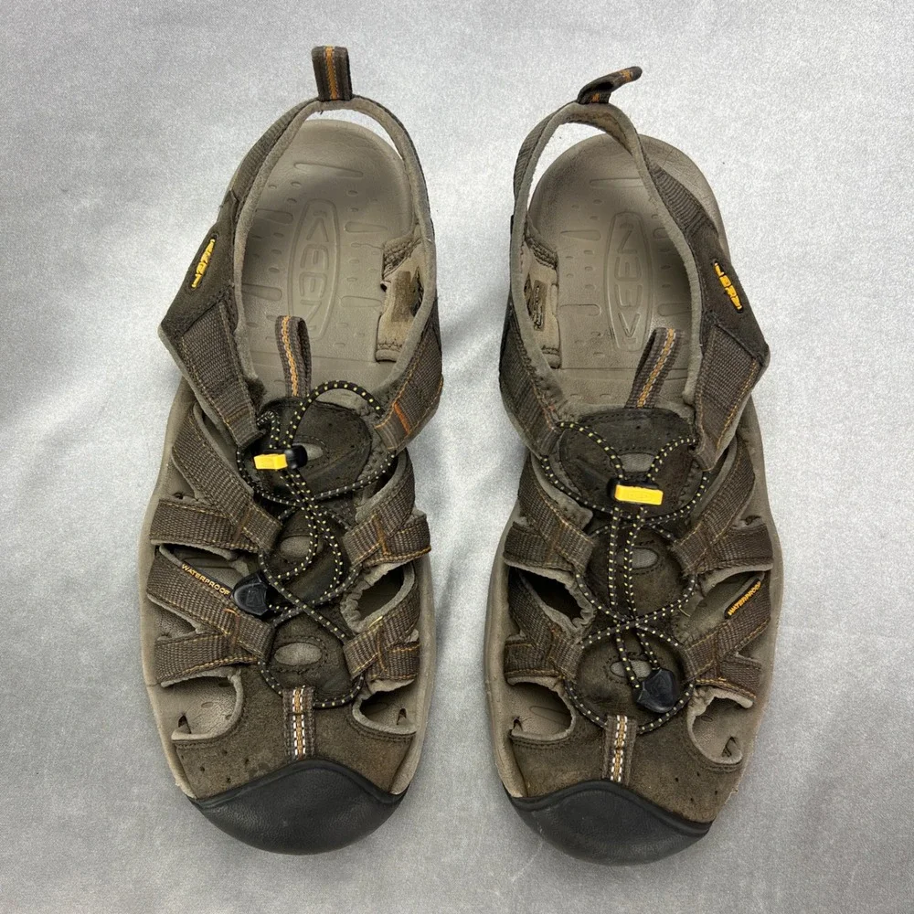 Keen Whisper Mens Brown Leather Waterproof Sport Hiking Sandals Size 12 Outdoor